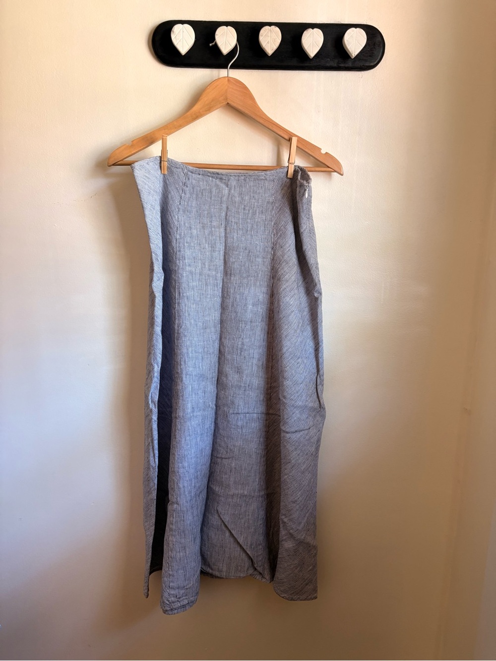 Tweeds 100% Linen Maxi Skirt Blue and White Striped Beach Summer Low Waist
